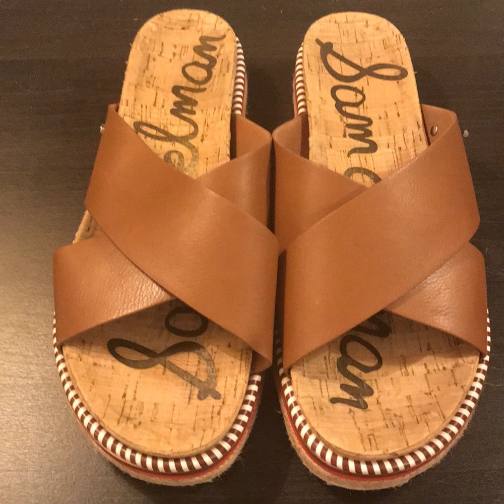 Brown Leather Platform open toed Sandals